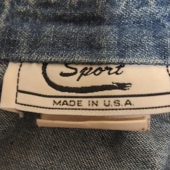 Oversized Vintage Red Blue Denim Plaid Button Flannel - Size M - Picture 3 of 9